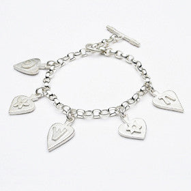 heart multi charm bracelet