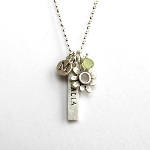 personalized bar and botanical combination necklace {starts at $104}