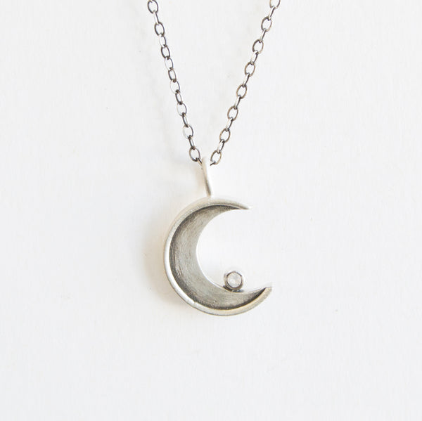 faceted small crescent necklace