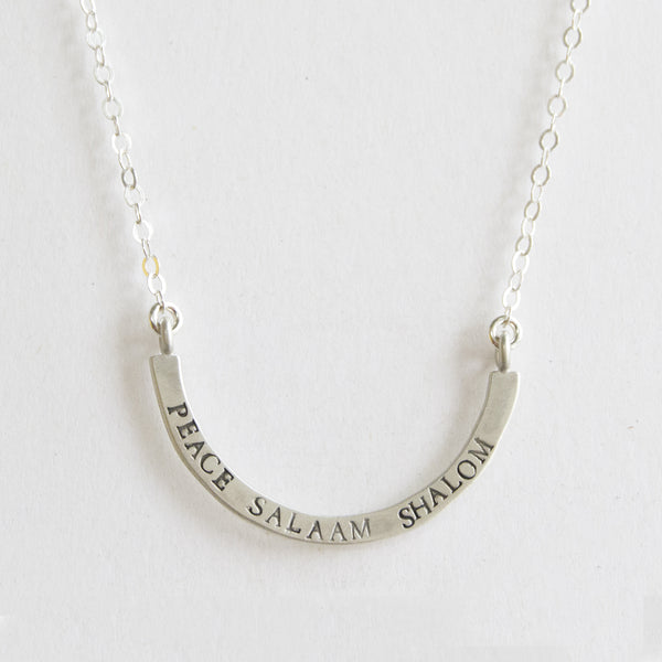 peace salaam shalom cup half full necklace