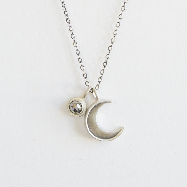 small crescent necklace with cabochon