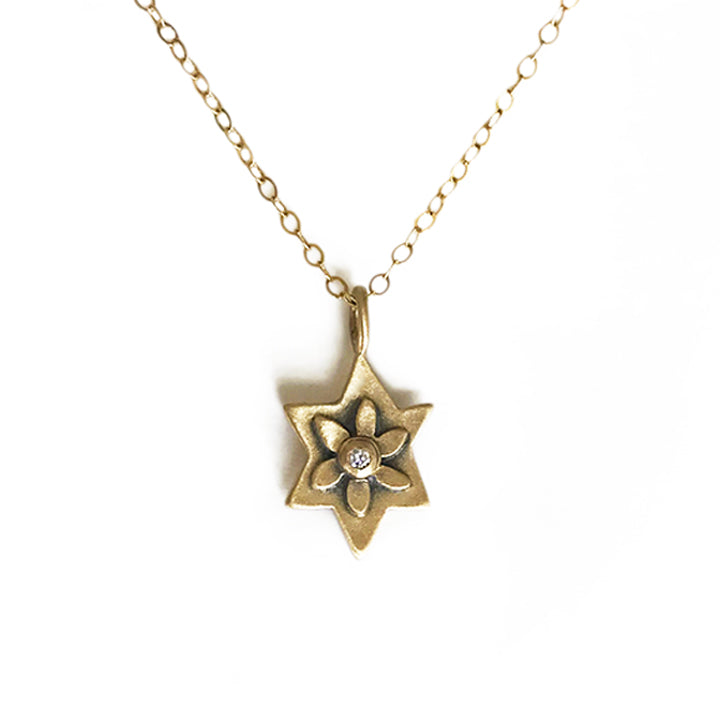 14k botanical jewish star