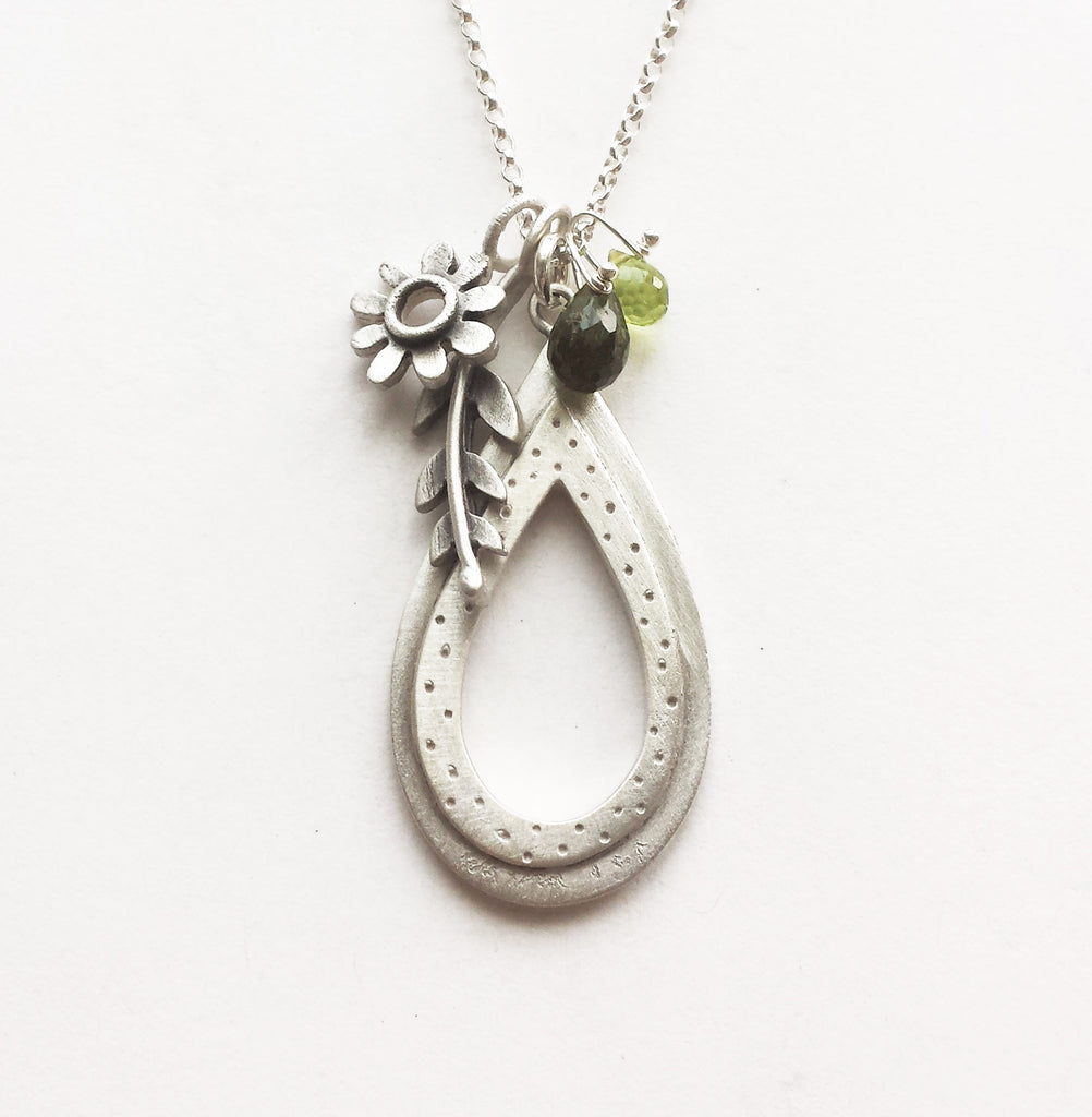 large teardrop and botanical combination necklace {starts at $134}