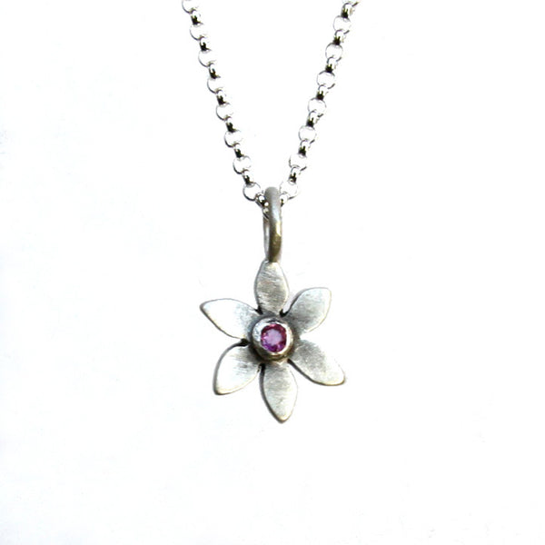 botanical forget-me-not necklace with set stone