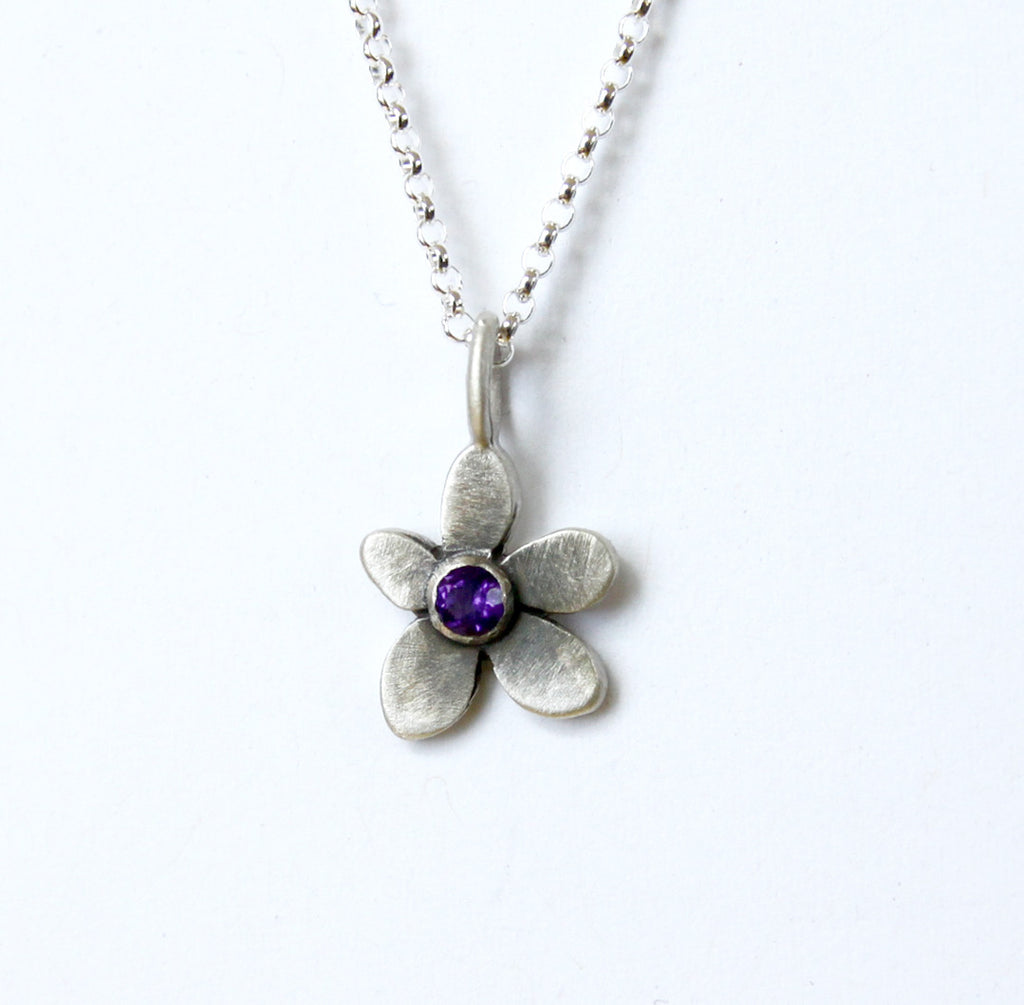 botanical violet necklace with set stone