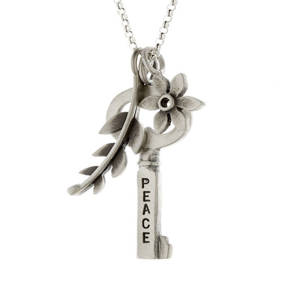 peace/hebrew key and botanical combination necklace {starts at $88}