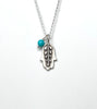 botanical hamsa necklace