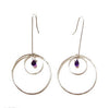 large and small open circle earrings with stone