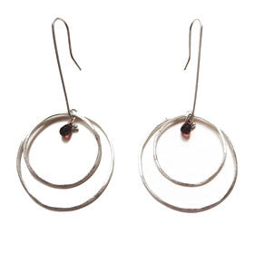 large and medium open circle earrings with stone
