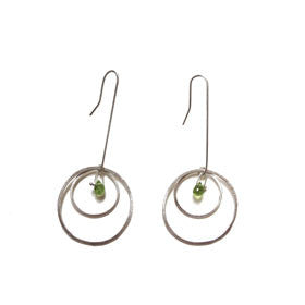small and medium open circle earrings with stone