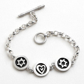 heart and star of david vignette bracelet