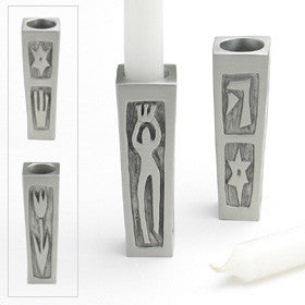 shabbat candlestick holders with figures
