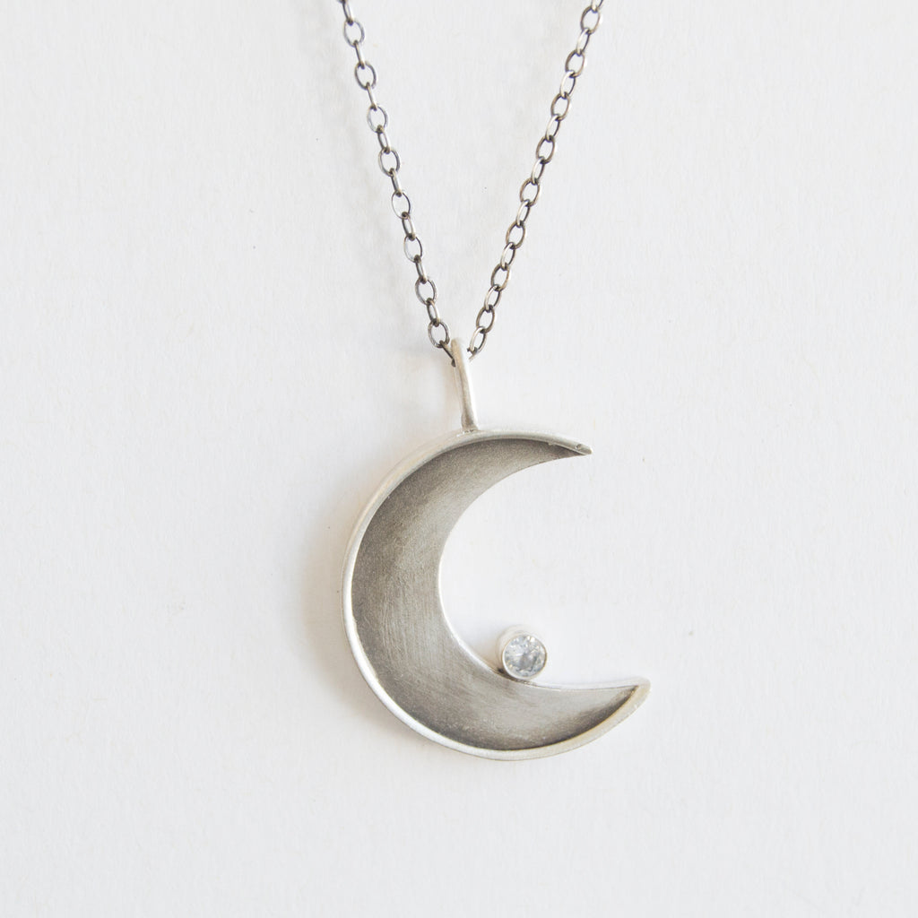 faceted crescent necklace