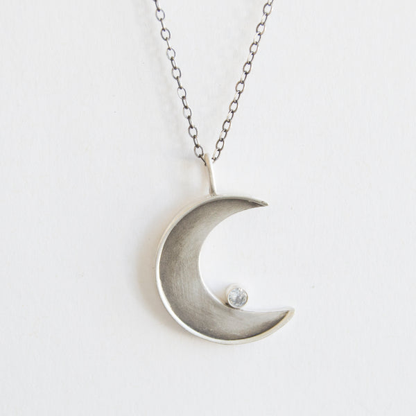 faceted crescent necklace