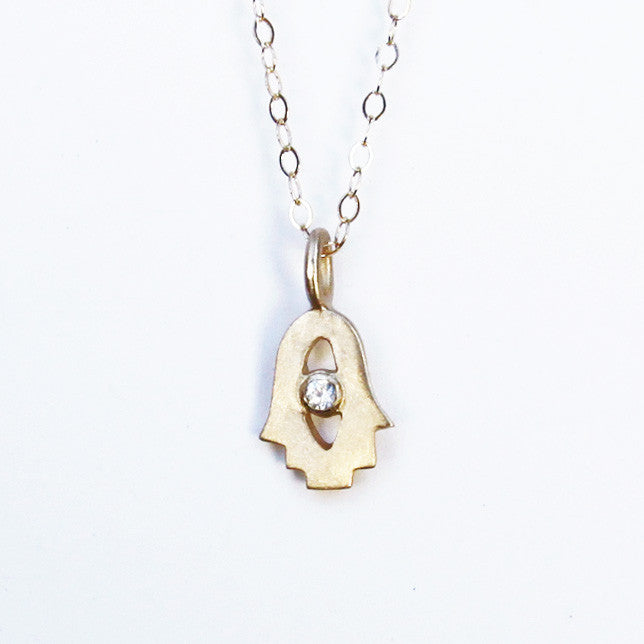 14k gold tiny hamsa amulet