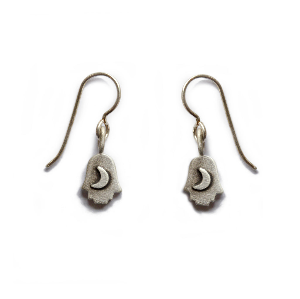 hamsa moon earrings