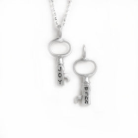 tiny joy/hebrew key necklace