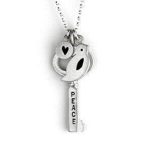 medium peace/hebrew key with bird combination necklace {starts at $90}
