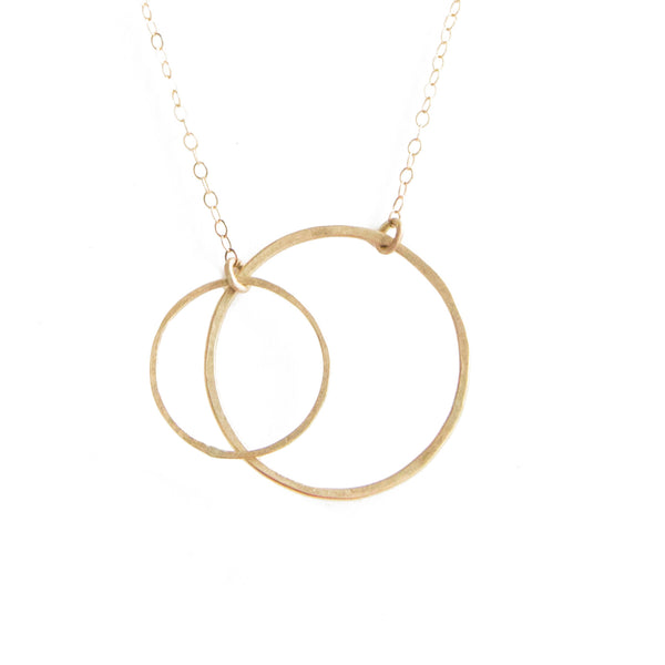 14k gold medium double open circle necklace
