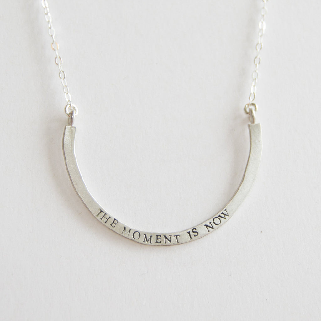 the moment is now cup half full necklace