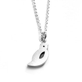 charming sterling silver bird necklace with oxidized wing