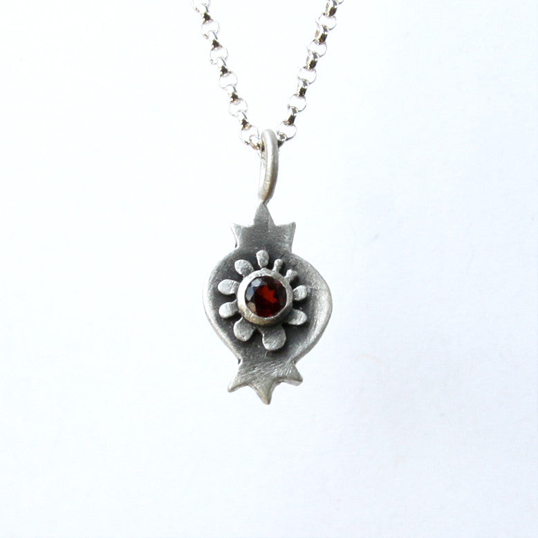 botanical pomegranate necklace with set stone
