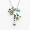 inspirational word bar and flower botanical combination necklace {starts at $72}