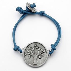 pewter tree of life bracelet on leather