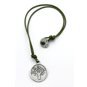 pewter tree of life necklace on leather